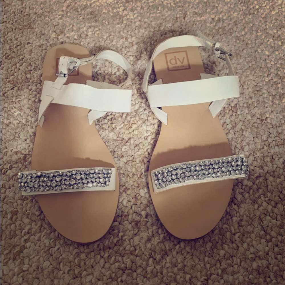 DV dolce vita white rhinestone sandals